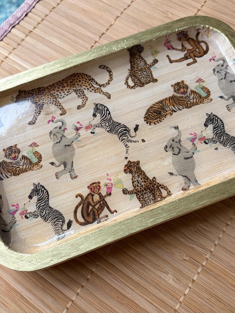Decorative Bamboo Rectangular Trays for Entertaining, Home Decor, Bar Carts, Plants, Trinket Trays, Organization, Plants Party Animals