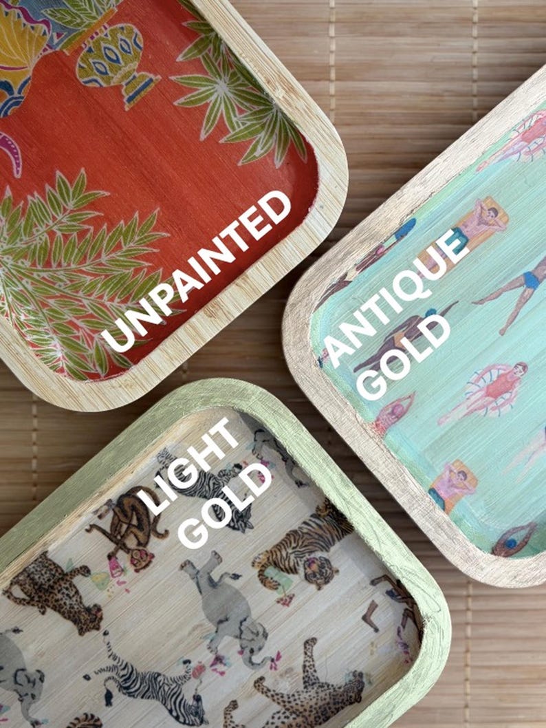 Decorative Bamboo Rectangular Trays for Entertaining, Home Decor, Bar Carts, Plants, Trinket Trays, Organization, Plants bild 2