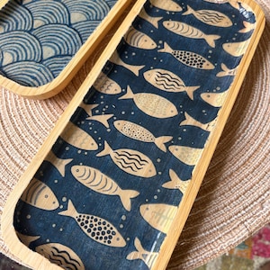 Decorative Bamboo Rectangular Trays for Entertaining, Home Decor, Bar Carts, Plants, Trinket Trays, Organization, Plants Floating Fish