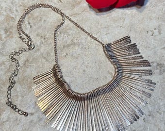 Vintage Rose Gold-Tone Metal Fringe Choker Necklace