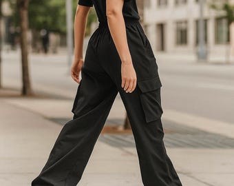 Women Fashion Baggy Joggers Pants | Casual High Waist Cargo Trousers | Fit Streetwear Wide Leg