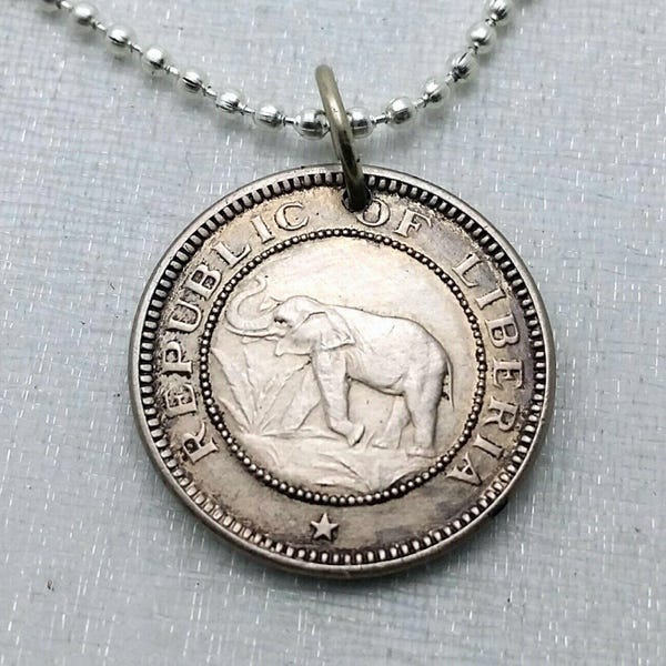 ELEPHANT necklace - African elephant - Coin necklace - Elephant jewelry - antique coin jewelry - Africa necklace - Good luck necklace