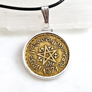 1952 Morocco Coin Necklace: Sterling Silver Star Pendant