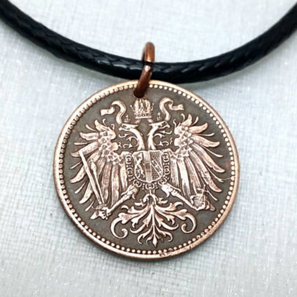 Mens Necklace. Austrian Eagle coin necklace. Mens jewelry. Eagle pendant. mens gift. Boyfriend gift. Antique coin. Coin jewelry. Austria