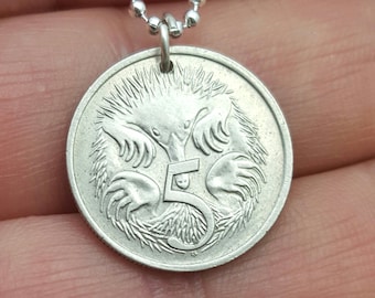 Anteater necklace - Australia COIN NECKLACE, spiny anteater - echidna - mammal - Aussie - hedgehog necklace - animal coin - animal necklace