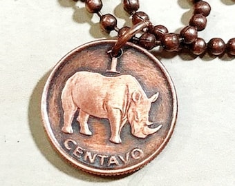 Rhinoceros Coin Necklace: Mozambique African Jewelry