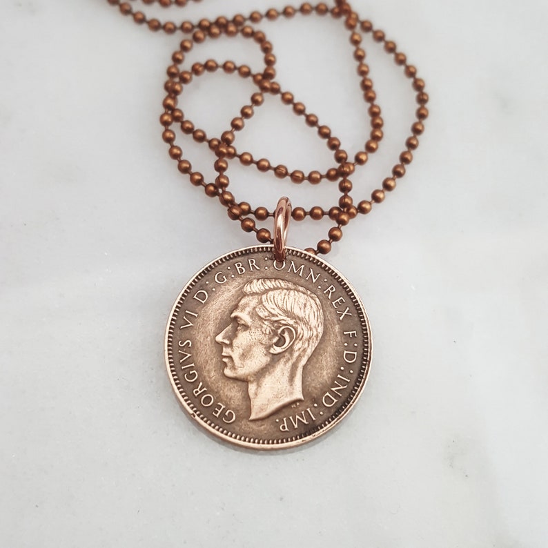 Bird Necklace. 1937 1956 WREN BIRD COIN necklace. Coin Jewelry. English. Jenny Wren. Christopher Wren. songbird necklace. Wren jewelry image 3