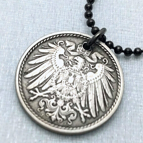 Eagle necklace. Mens necklace. Antique 5 penny coin necklace. German necklace. Men’s gift. Coin jewelry. Germany Coin pendant. Eagle jewelry