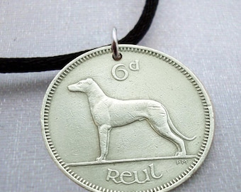 Irish necklace. Year of the Dog. 1962 1963 1964 1967 1968. Ireland 6 pence wolfhound. Greyhound Labrador