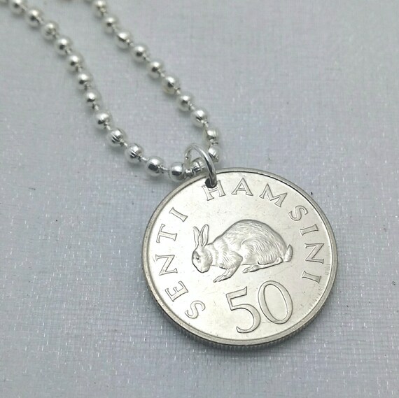 【FR2】 Rabbit Coin Necklace RABBIT Coin Necklace - Hare Necklace - Tanzania Rabbit Coin