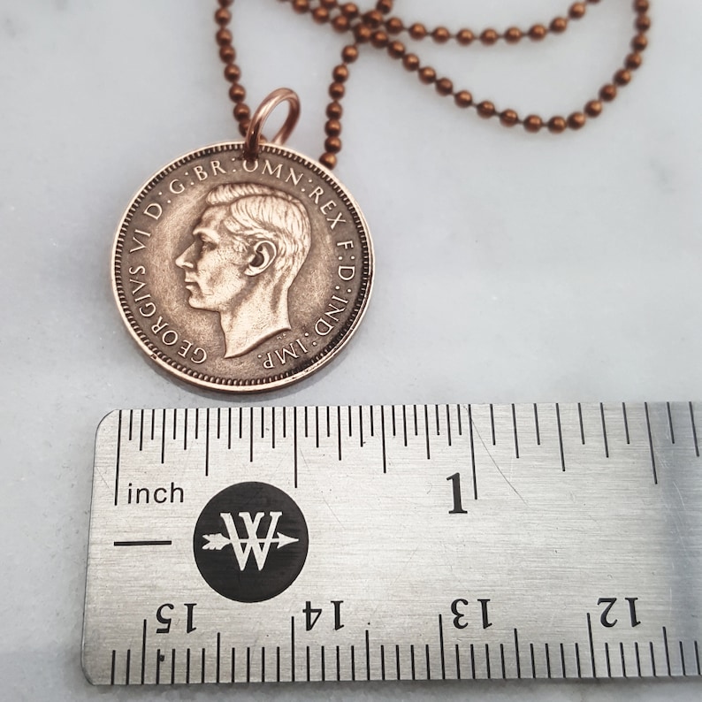 Bird Necklace. 1937 1956 WREN BIRD COIN necklace. Coin Jewelry. English. Jenny Wren. Christopher Wren. songbird necklace. Wren jewelry image 4