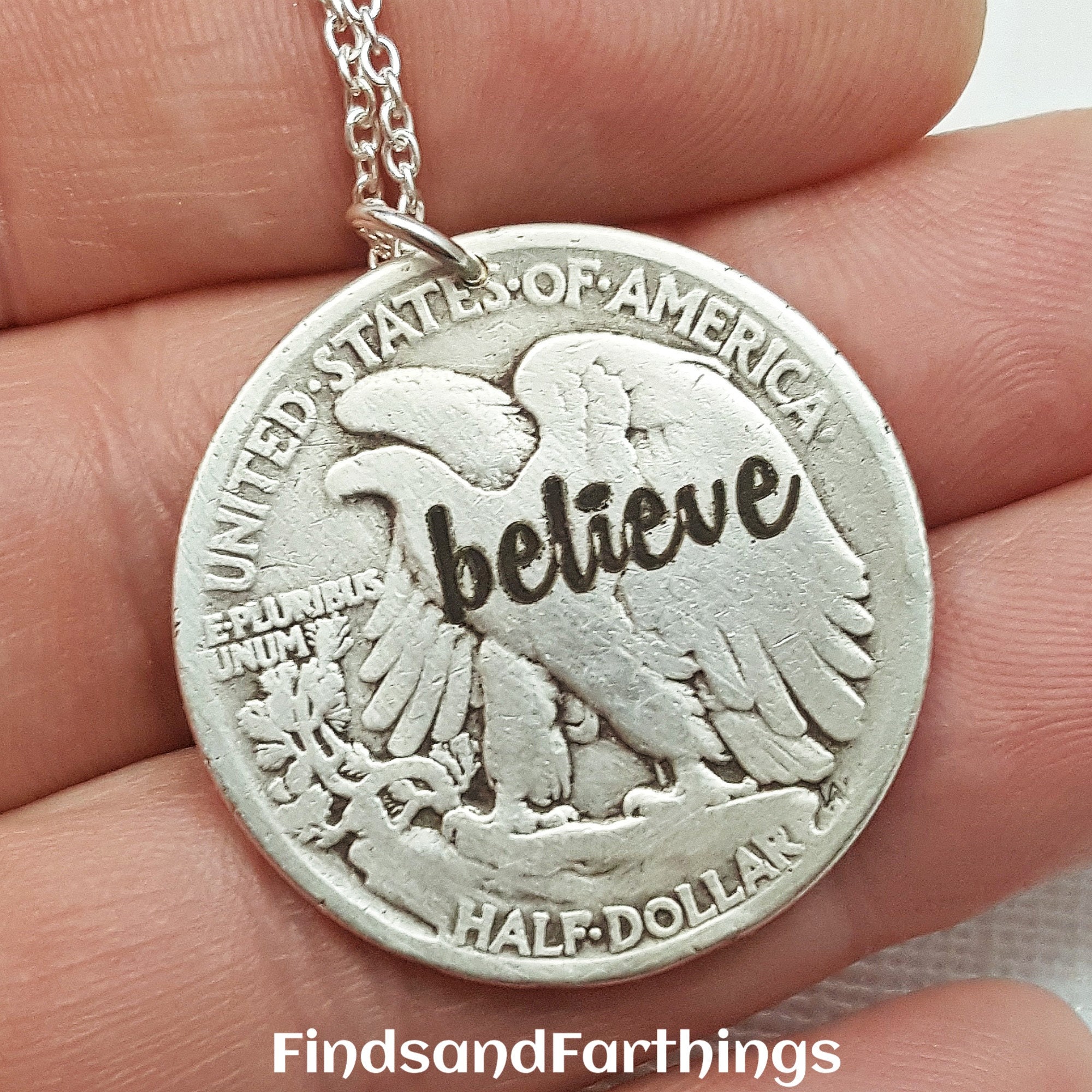 Antique Silver Coin Pendant. USA 