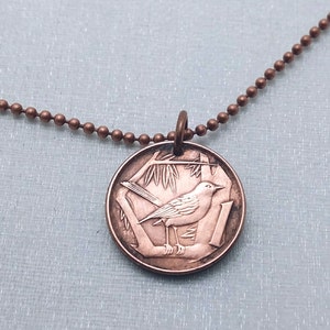 Cayman Islands Bird Coin Necklace: Copper Pendant