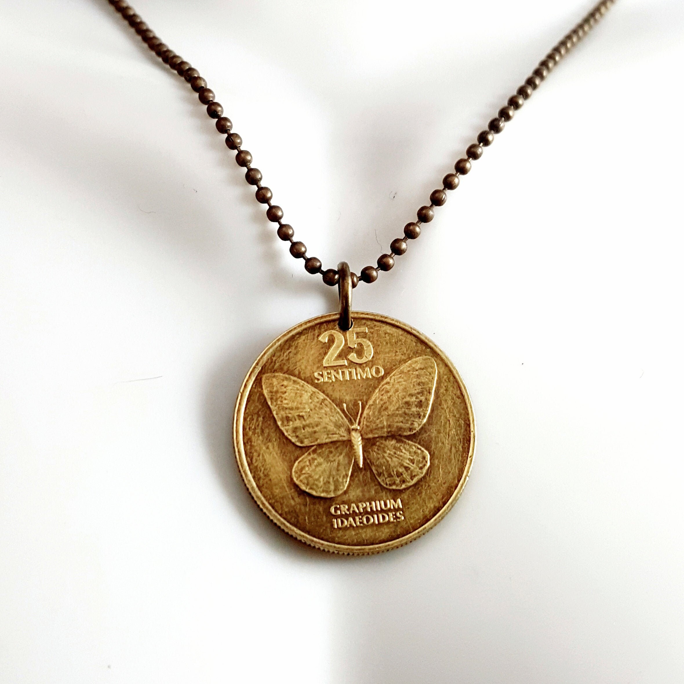 Butterfly on sale coin necklace