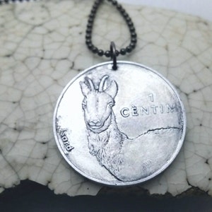 Andorra Mountain Goat Coin Necklace: Aries Birthday Gift