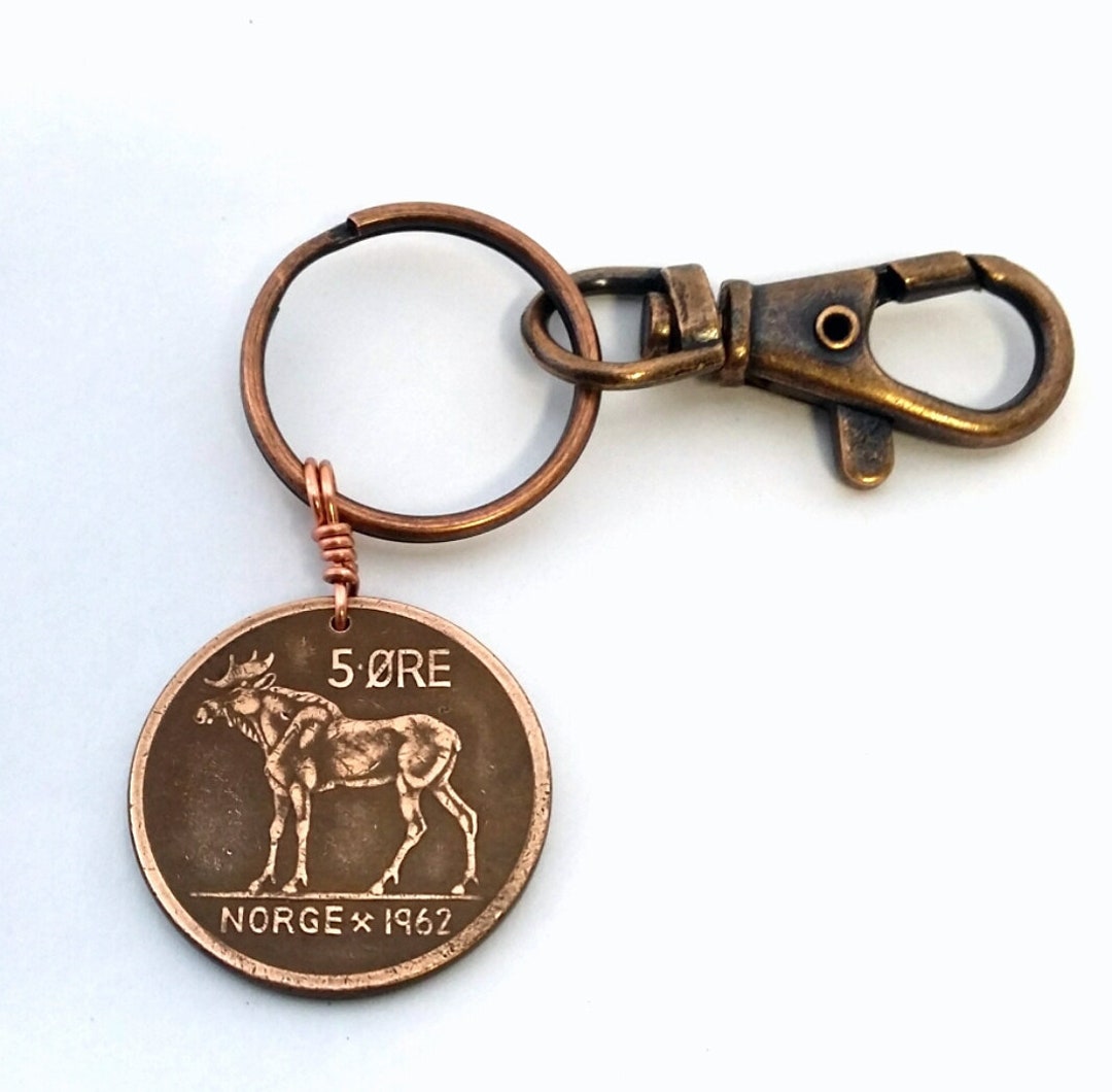 Moose Coin Keychain Norway Moose Coin Necklace Norwegian Etsy