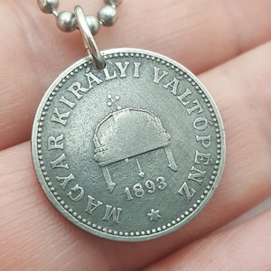 Coin Jewelry. Antique Hungary COIN NECKLACE. Budapest. holy crown St. Stephen. Hungarian jewelry. mens necklace. man gift. Father’s Day