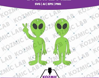 Kolczyki Alien Duo – gotowe do cięcia laserowego – plik cyfrowy – Peace Alien