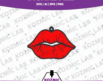 Kolczyki Kissing Lips SVG — warstwowy plik wycinany laserowo, akryl, drewno, biżuteria