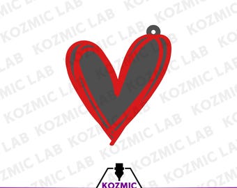 Hand-Drawn Heart Laser Cut File – Layered Earring Design (Digital Download)
