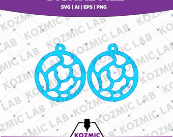 Okrągłe, filigranowe kolczyki-koła SVG | Plik wycinany laserowo w stylu witrażu | Glowforge i Cricut