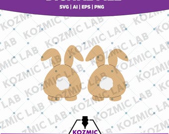 Kolczyki z zajączkiem w kształcie pupy, wycinane laserowo | Zajączek wielkanocny w formacie SVG (drewno/akryl)