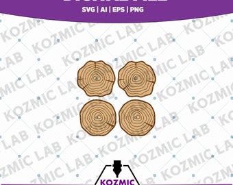 Kolczyki z pnia drzewa w formacie SVG | Plik cięty laserowo | Pierścienie wzrostu z naturalnego drewna