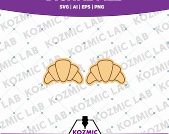 Kolczyki w kształcie rogalika w formacie SVG — plik wycinany laserowo do oryginalnych kolczyków w kształcie jedzenia