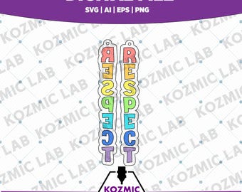 Kolczyki warstwowe RESPECT SVG | Plik do cięcia laserowego | Biżuteria LGBTQIA+ Pride | Feministka | Aktywistka