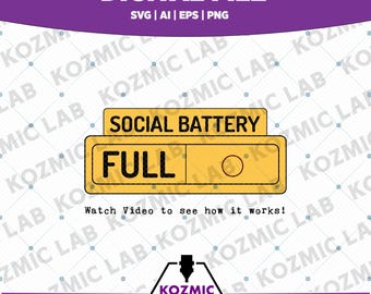 Plik do cięcia laserowego Social Battery Slider – Mood Tracker | Broszka z humorem introwertycznym (do pobrania w wersji cyfrowej)