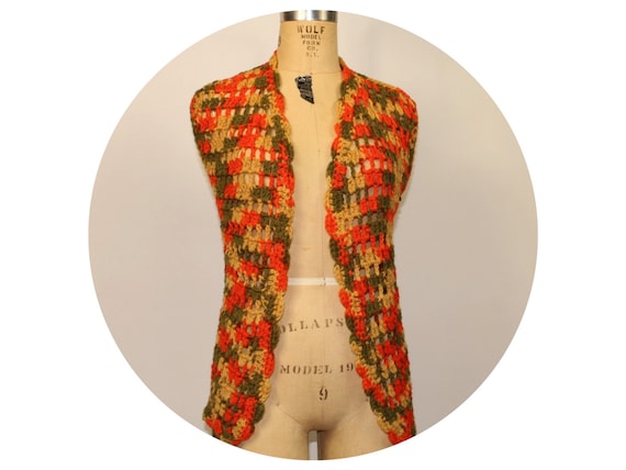 70s Vintage CROCHET VEST Sweater Hippie Boho Retro