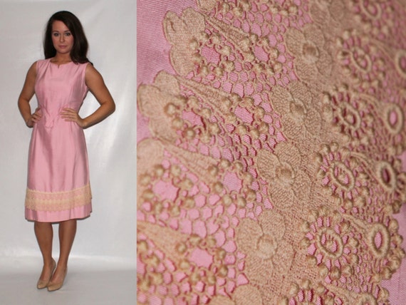 pink lace shift dress