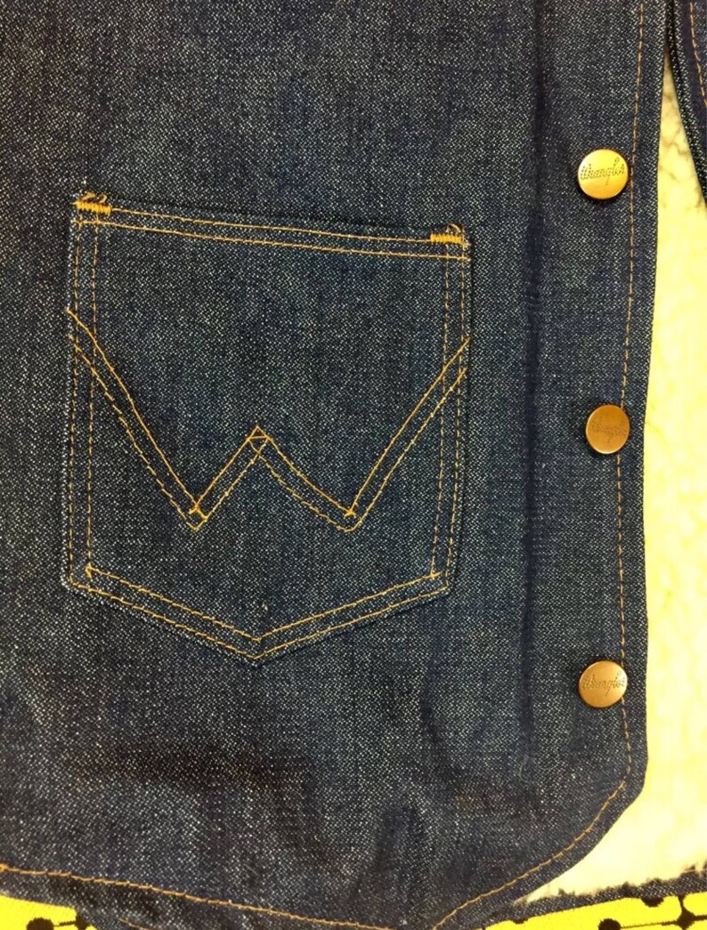 Vtg WRANGLER Sherpa Lined Vest Medium Denim Jean Trucker | Etsy