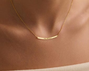 Collar con nombre personalizado chapado en oro, collar con nombre personalizado, regalo de Navidad, regalo para ella, collar minimalista, joyería con nombre grabado