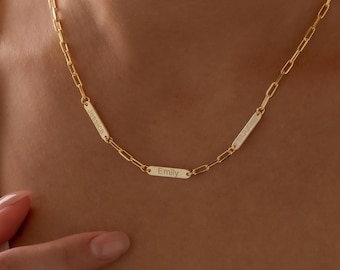 Custom Multi Name Bar Necklace, Personalized Engraved Name Bar Necklace, Family Names Necklace, Gift for Mom, Christmas Gift for Her