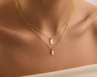 Collier disque superposé personnalisé, collier amour, bijoux minimalistes de tous les jours, collier pour femme, cadeau de Noël