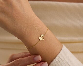 Pulsera personalizada con nombre de mascota y corazón, pulsera para amantes de los animales, pulsera de recuerdo para perros, regalo para amantes de las mascotas, pulsera con huella de pata, regalo de Navidad
