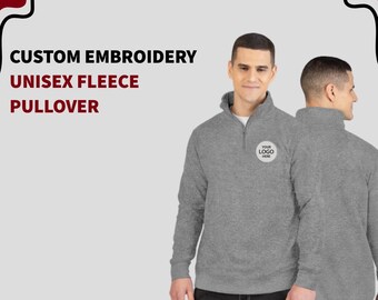 Custom Embroidered Unisex Fleece Pullover Quarter Zip - Lightweight Windbreaker, Personalized Hoodie for Men & Women, Cozy Casual Layer