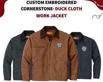 CornerStone® Unisex Duck Cloth Work Jacket | Customizable, Durable 12oz Cotton, Corduroy Collar, Zipper Chest Pocket, Adjustable Sleeves
