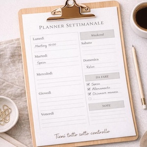 Planner Settimanale Minimal | A4 & A5 Stampabile | To Do e Note | Organizza la Settimana | Download Istantaneo