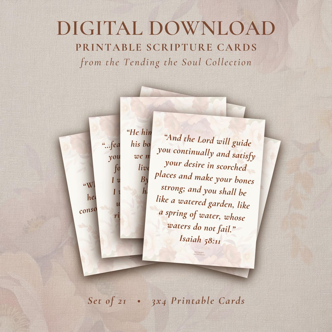 Scripture Card Set Printable Scripture Cards (set of 21) • Christian Bible Verse Cards ...