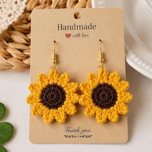 Crochet Sunflower Earrings Pattern PDF | Floral Dangle Jewelry Tutorial (Instant Download)