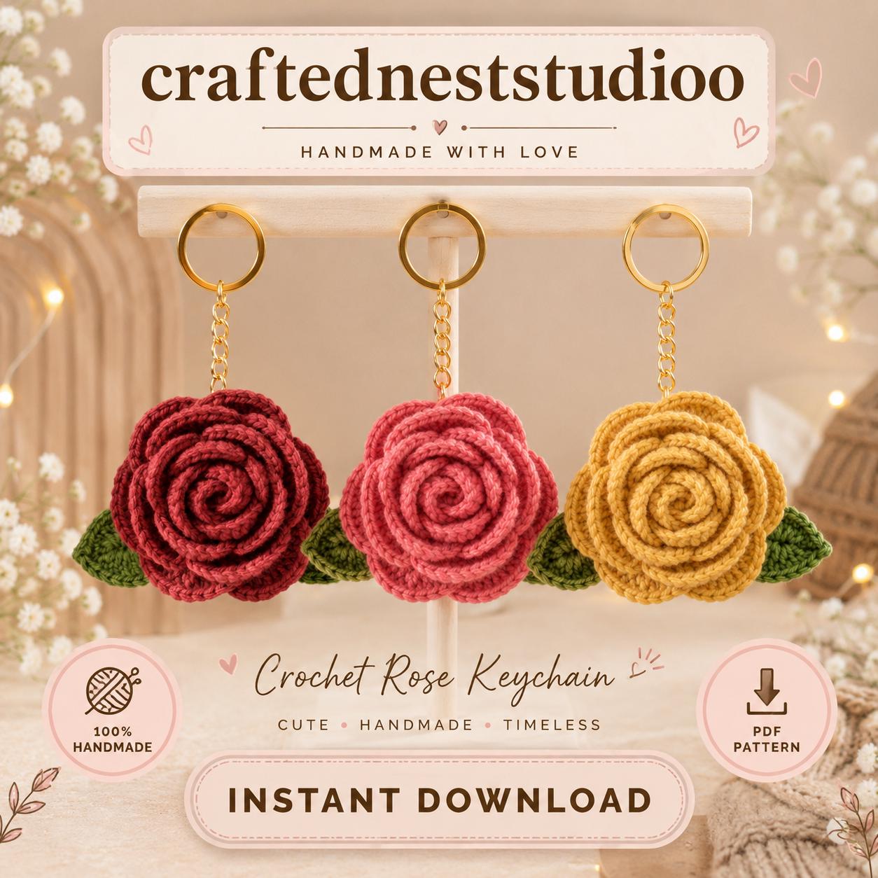 30 Tiny Amigurumi Patterns to Crochet, From Cats and Frogs to Mini Bundles 25 Crochet Rose Keychain