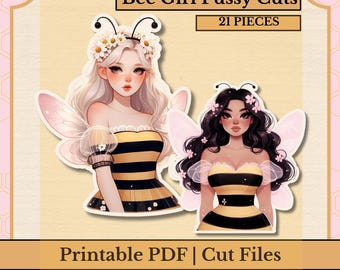 Bee Ephemera for Junk Journal Kit | 21 Pieces | Printable PDF, PNG, Cut Files for Scrapbooking & Collage