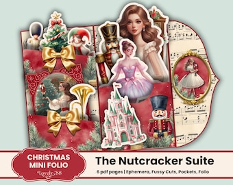 Notenkraker-junkdagboekkit | Kerstfolder | Notenkraker-folio | Notenkraker Ephemera Fussy Cuts Kerstdagboekkit | Afdrukbare pdf