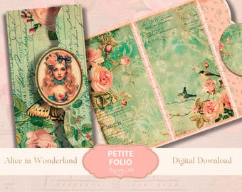 Printable Alice in Wonderland Junk Journal Folio | Loaded, Ephemera, Fussy Cuts | Whimsical Girls Junk Journal, Coquette, mini-folio