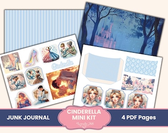 Cinderella Junk Journal Mini Kit | Cinderella Papers, Fussy Cuts, Tags, Collage Sheets | Fairytale Princess Junk Journal