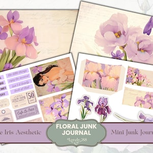 Floral Junk Journal Kit | Frühling Junk Journal | Iris Junk Journal | Iris Ephemera, Ästhetik Junk Journal | Floral Junk Journal