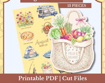 August Bucket List for your Junk Journal | Summer Fussy Cuts | Printable PDF and Cut Files