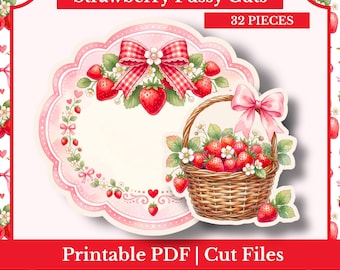 Strawberry Fussy Cut Bundle | Strawberry Shortcake Junk Journal Ephemera | PDF, PNG, Cut Files for Scrapbooking & Collage